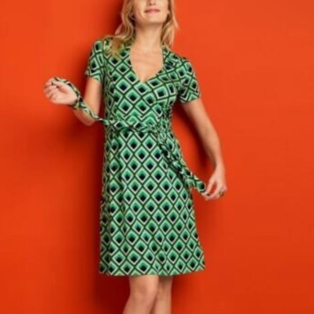 Banana Republic Silk Blend Geometric Print Wrap Dress